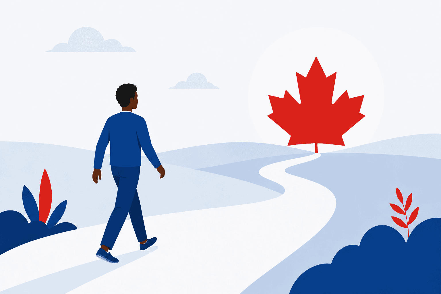 Une personne avançant avec confiance vers une opportunité au Canada